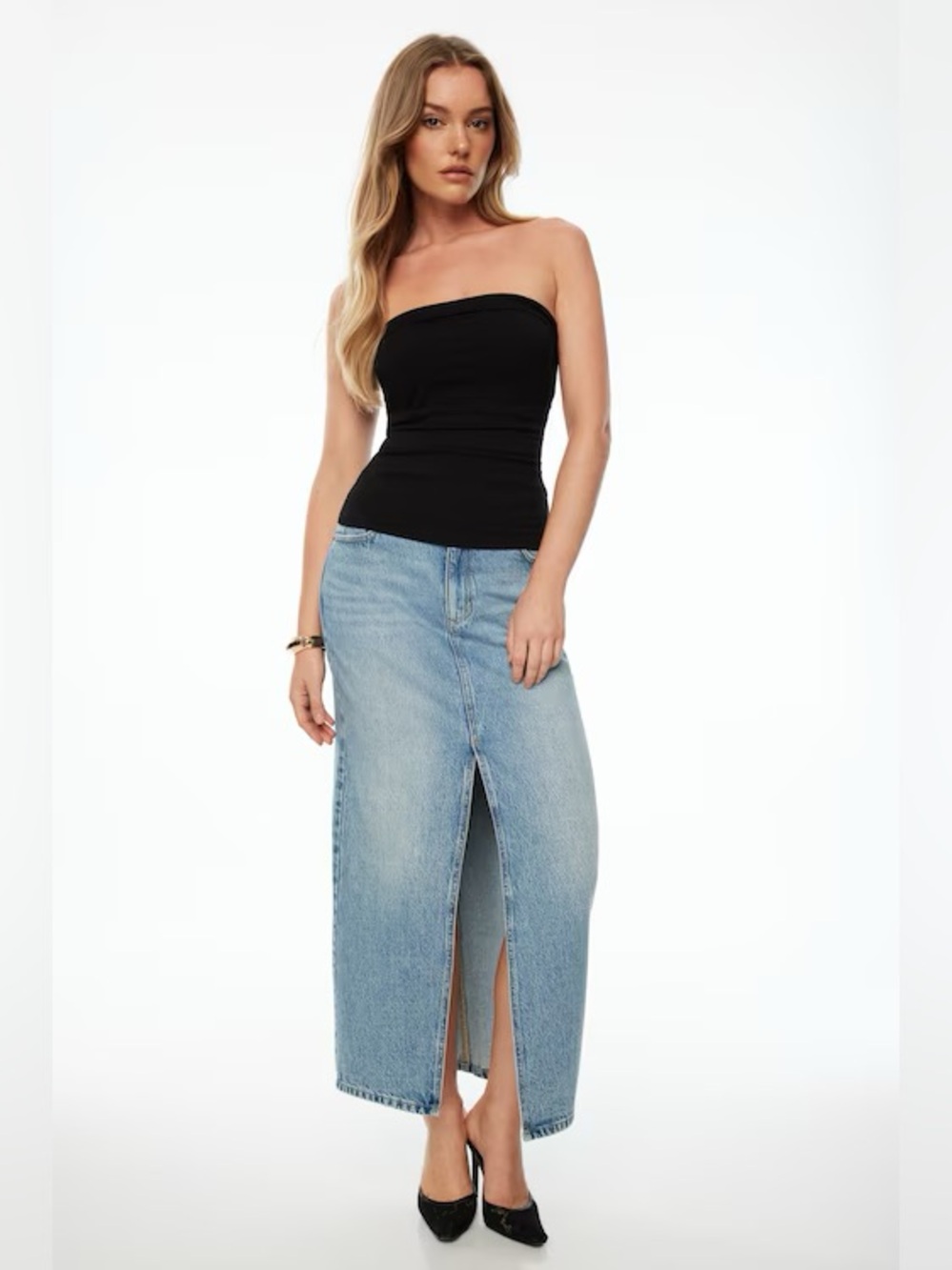 Dynamite Blue Denim Maxi Skirt, size small